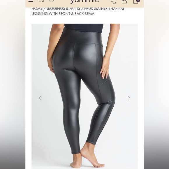 Yummie faux leather legging front & back seams 2X XXL new - Picture 4 of 6
